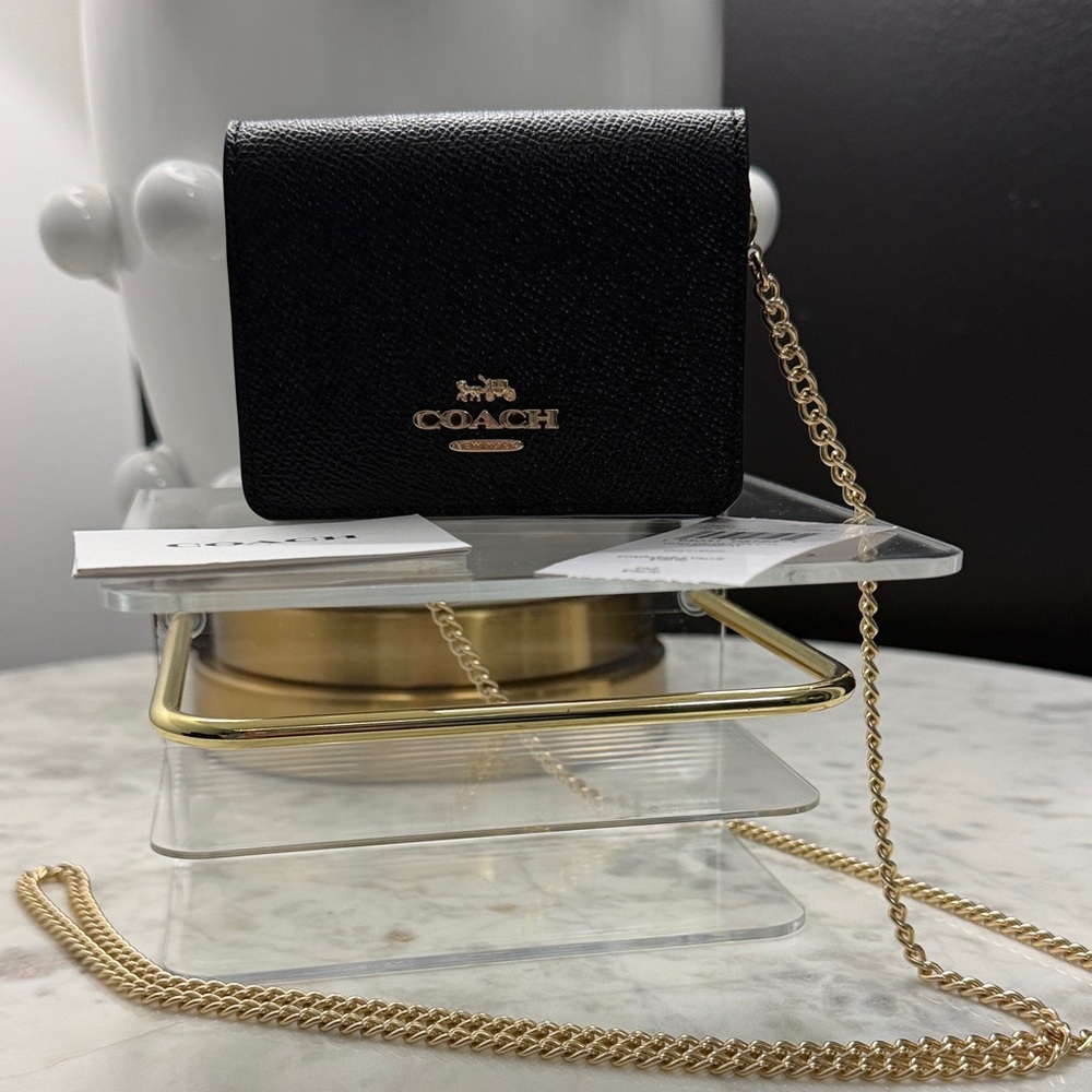Coach Black Leather Mini Crossbody with Gold Hardware